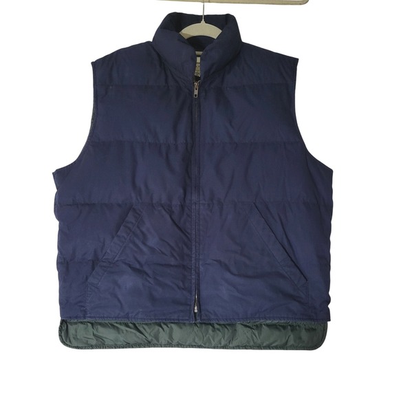 Eddie Bauer Mens L Goose Down Puffer Vest Lightweight Cotton Blend Navy Blue - Picture 1 of 4